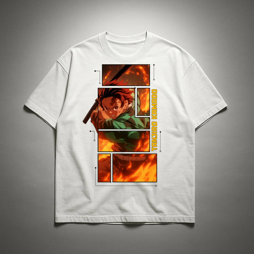 Tanjiro Digital Frame Oversized T-shirt | Demon Slayer