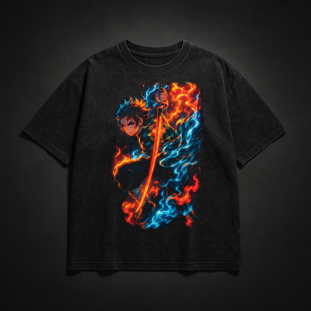 Tanjiro Sun Breathing V1 Washed Tee | Demon Slayer