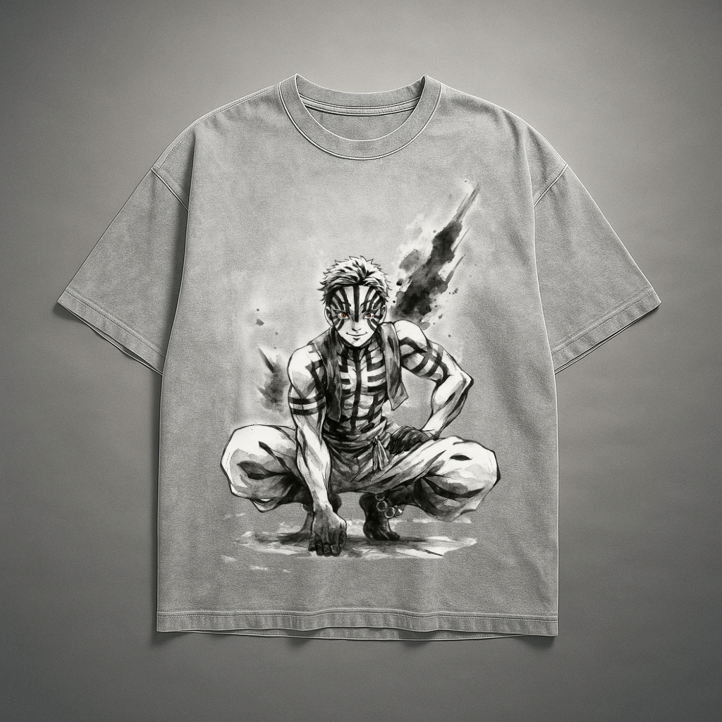 Akaza Vintage V1 Washed Tee | Demon Slayer
