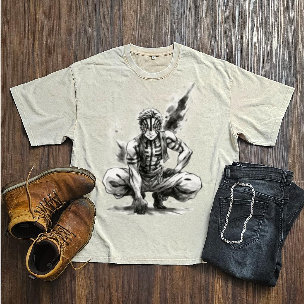 Akaza Vintage V1 Washed Tee | Demon Slayer