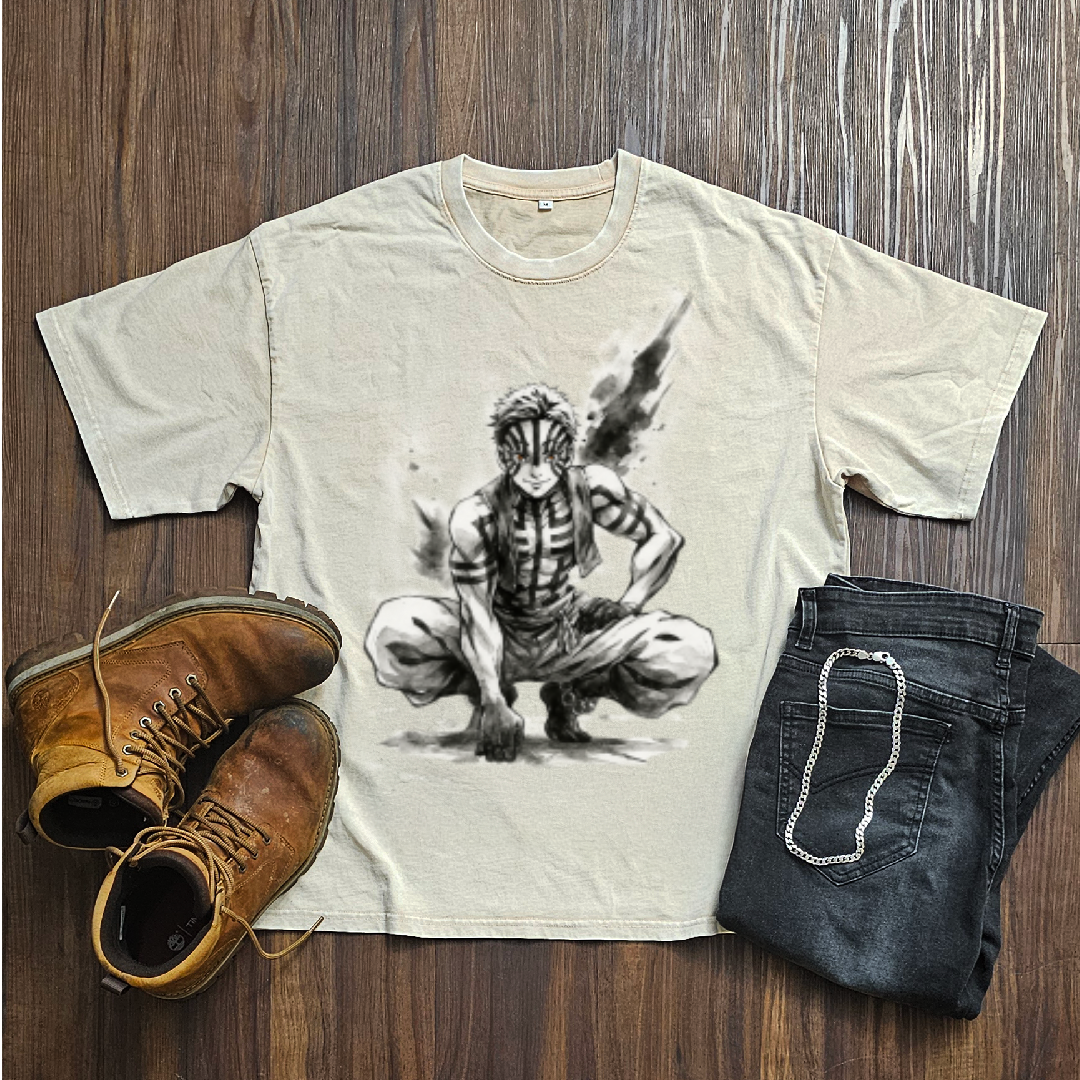 Akaza Vintage V1 Washed Tee | Demon Slayer