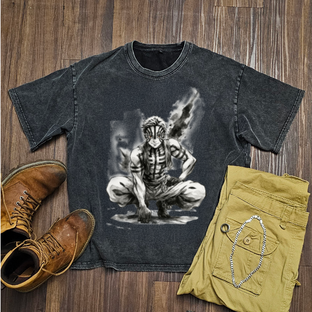 Akaza Vintage V1 Washed Tee | Demon Slayer