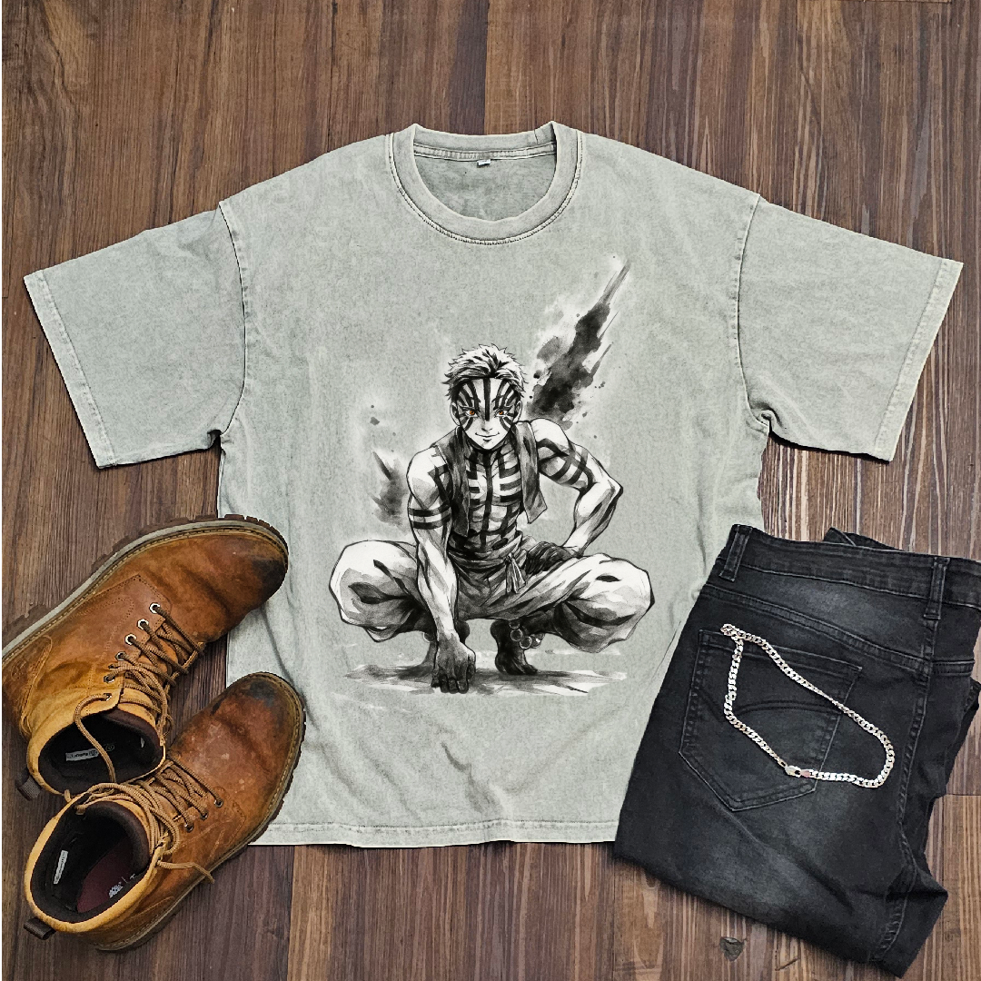Akaza Vintage V1 Washed Tee | Demon Slayer