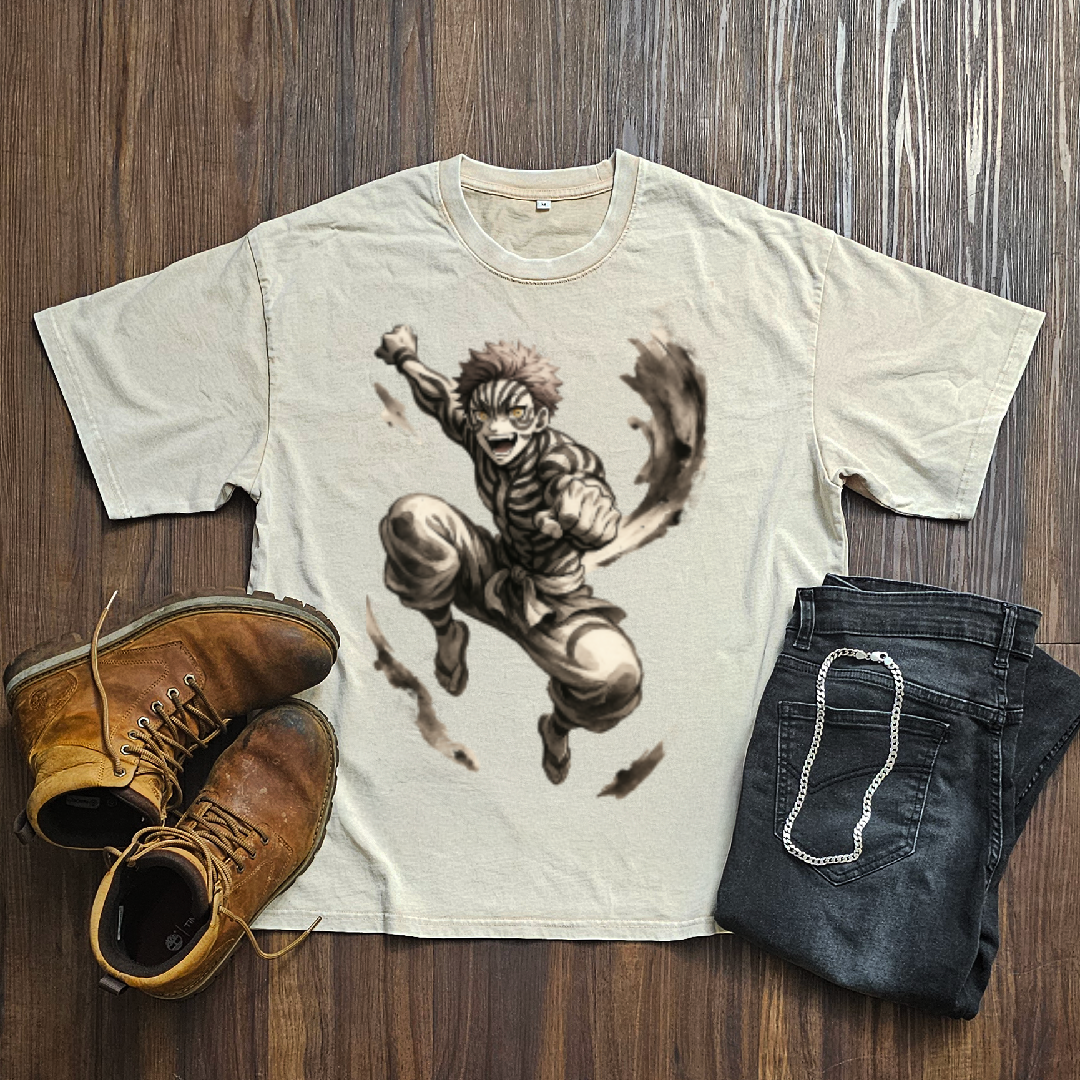 Akaza Vintage V2 Washed Tee | Demon Slayer
