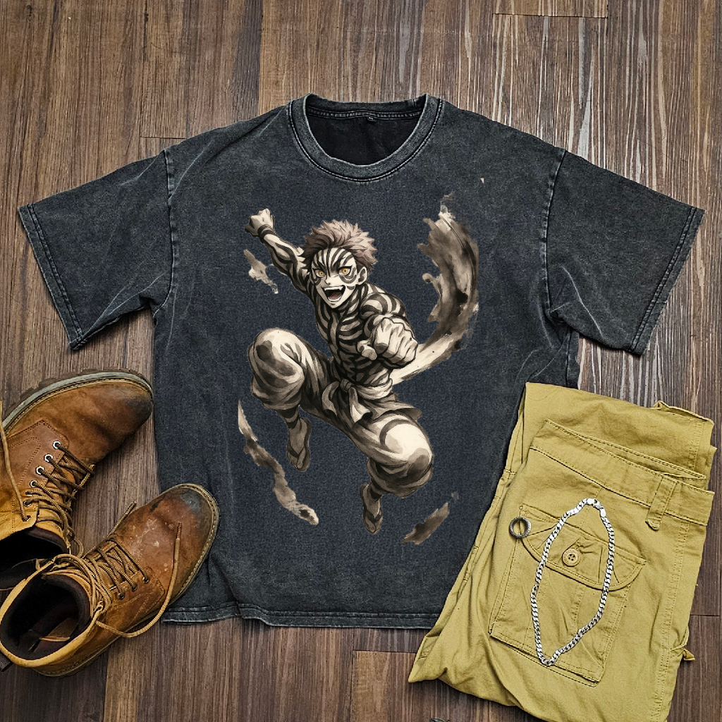 Akaza Vintage V2 Washed Tee | Demon Slayer
