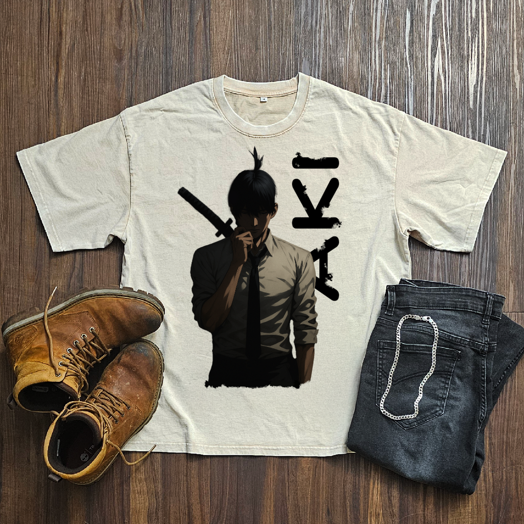 Aki V2 Washed Tee | Chainsaw Man