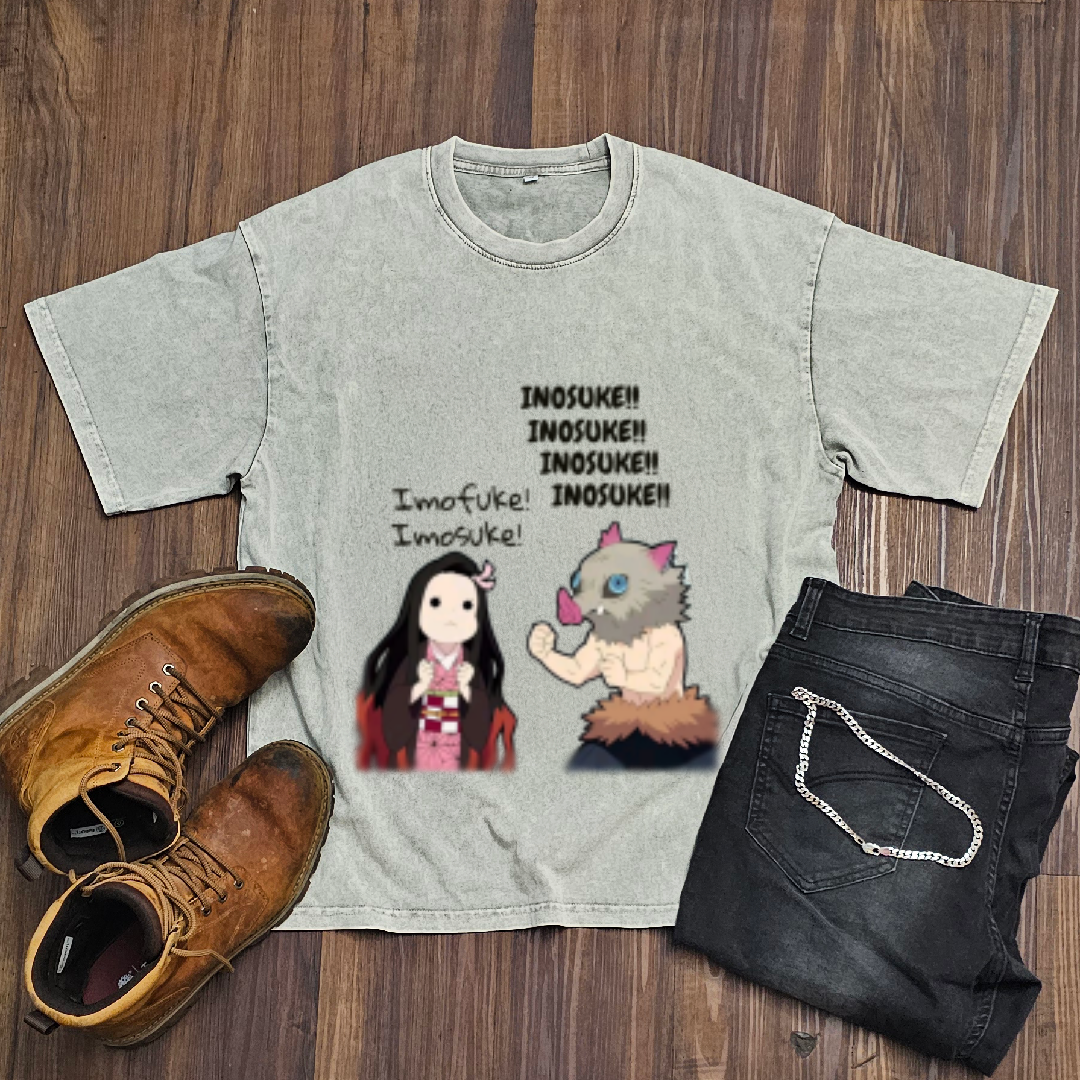 Inosuke X Nezuko Washed Tee | Demon Slayer