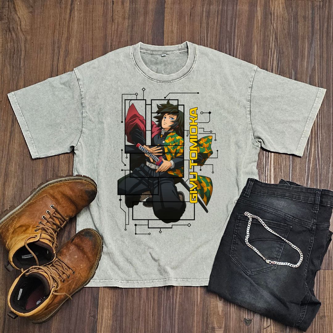 Giyu Digital Frame Washed Tee | Demon Slayer