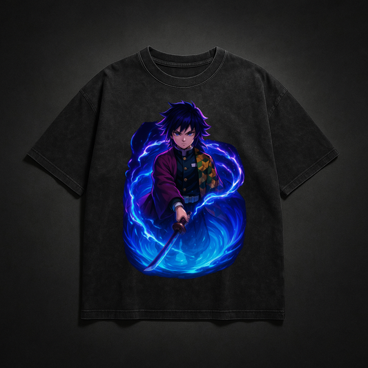 Giyu Water Breathing V1 Washed Tee | Demon Slayer