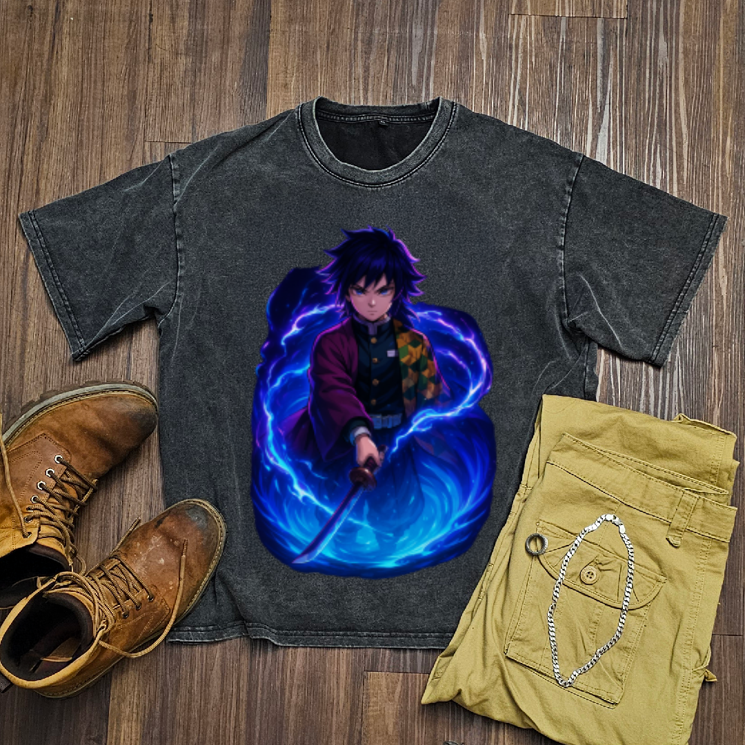 Giyu Water Breathing V1 Washed Tee | Demon Slayer