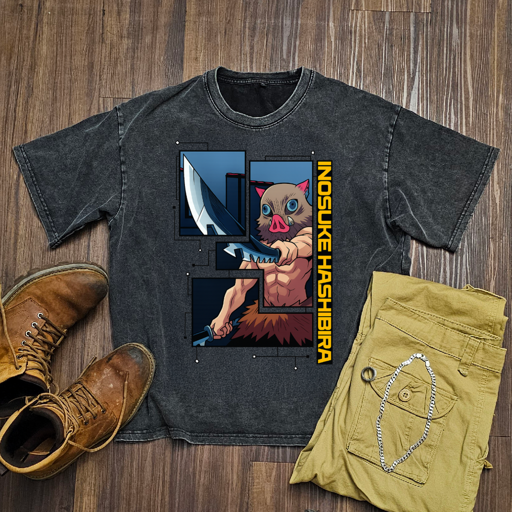Inosuke Digital Frame Washed Tee | Demon Slayer