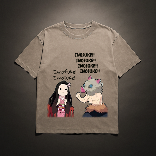 Inosuke X Nezuko Washed Tee | Demon Slayer