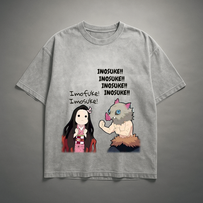 Inosuke X Nezuko Washed Tee | Demon Slayer