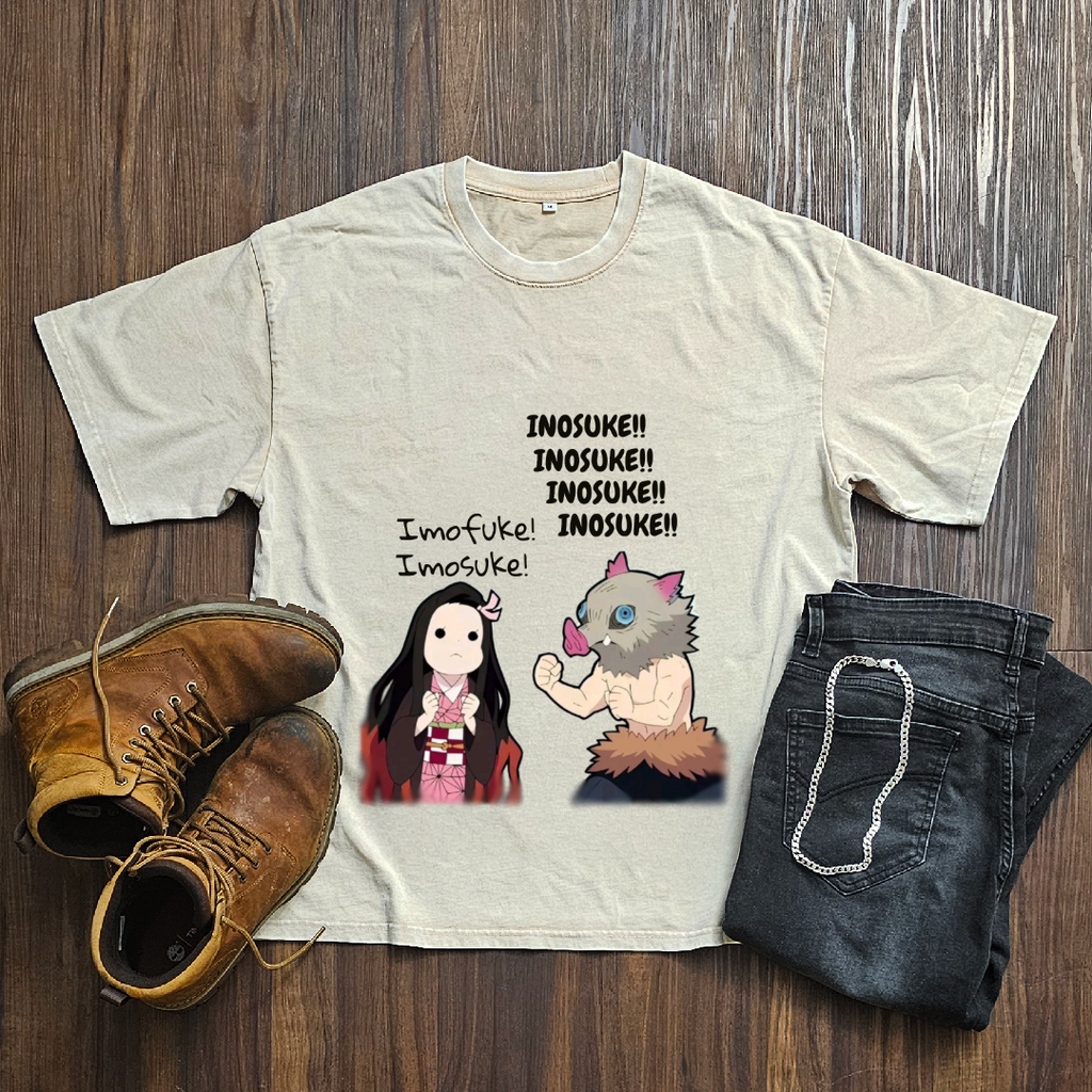 Inosuke X Nezuko Washed Tee | Demon Slayer
