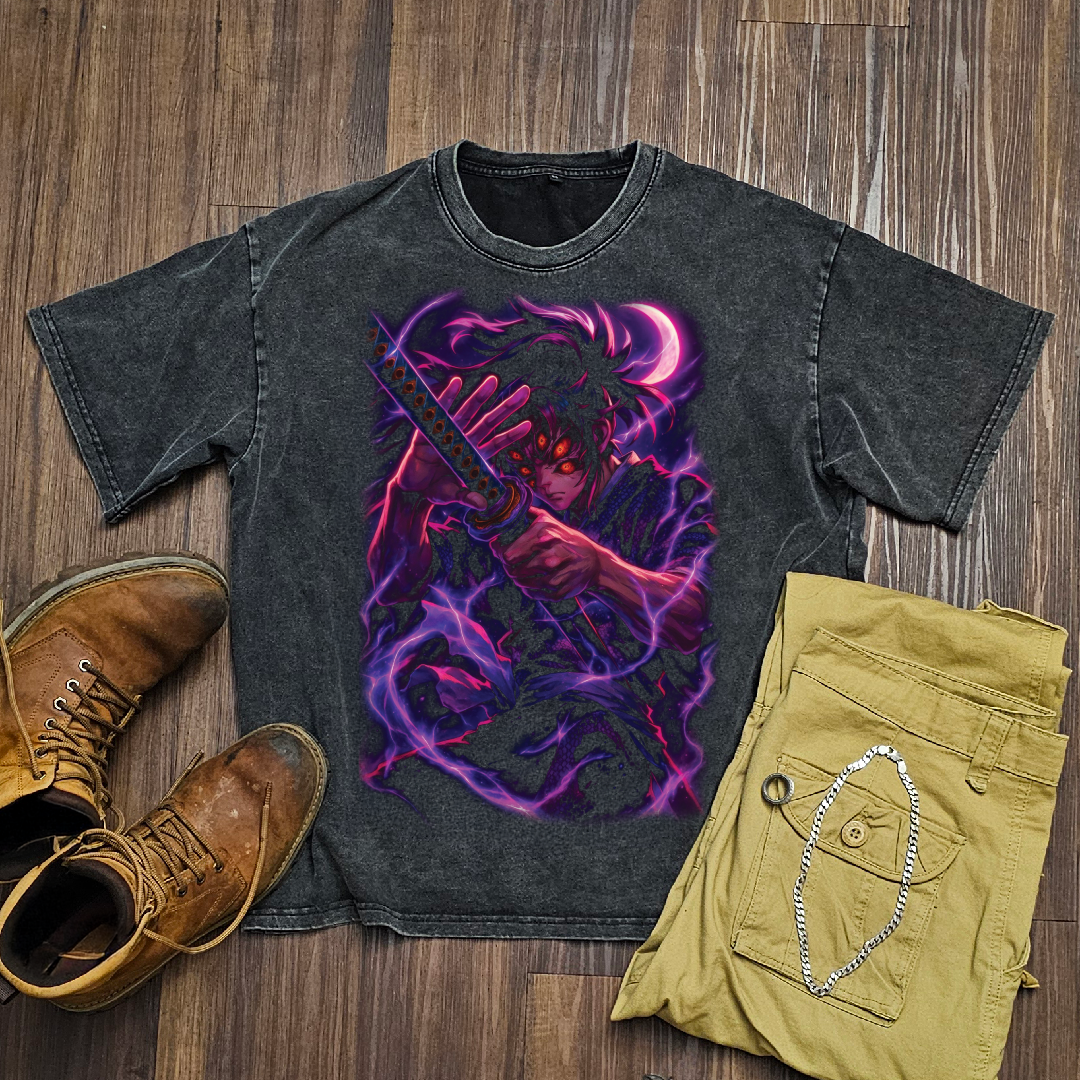 Kokushibo Moon Breathing V1 Washed Tee | Demon Slayer