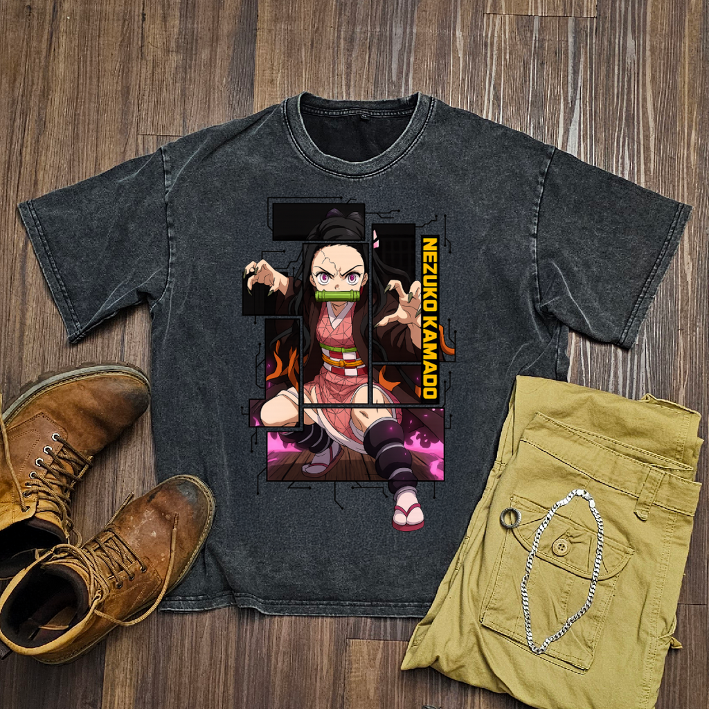 Nezuko Digital Frame Washed Tee | Demon Slayer