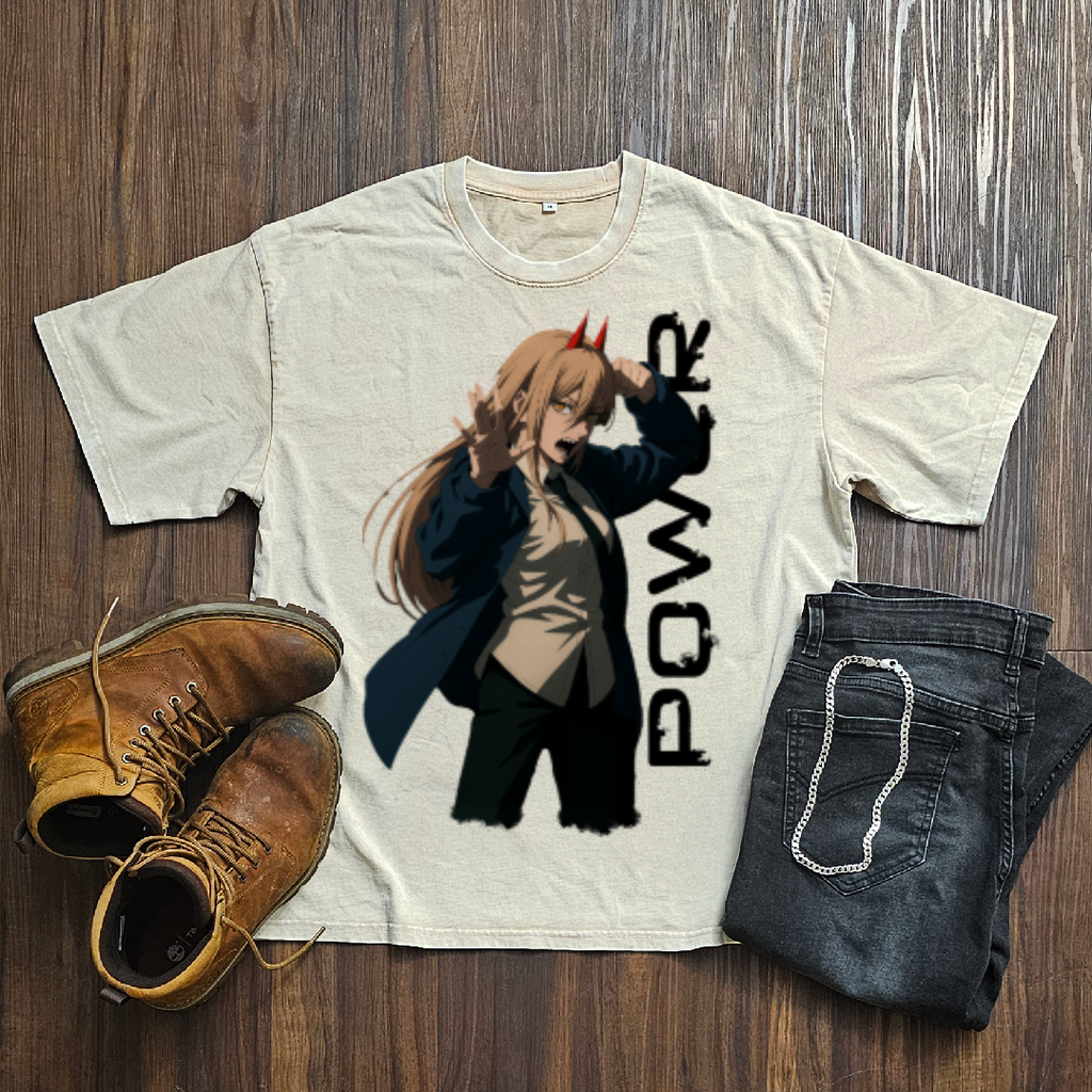 Power V2 Washed Tee | Chainsaw Man
