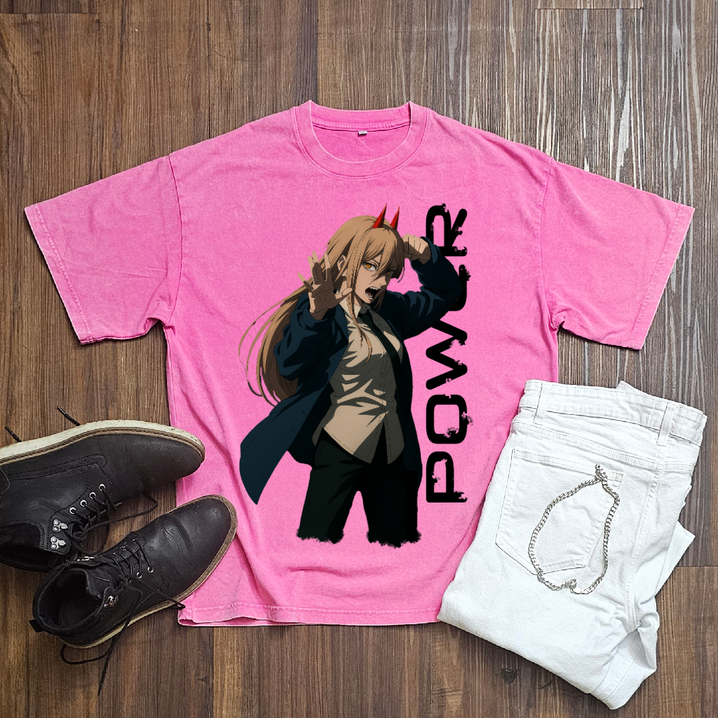 Power V2 Washed Tee | Chainsaw Man