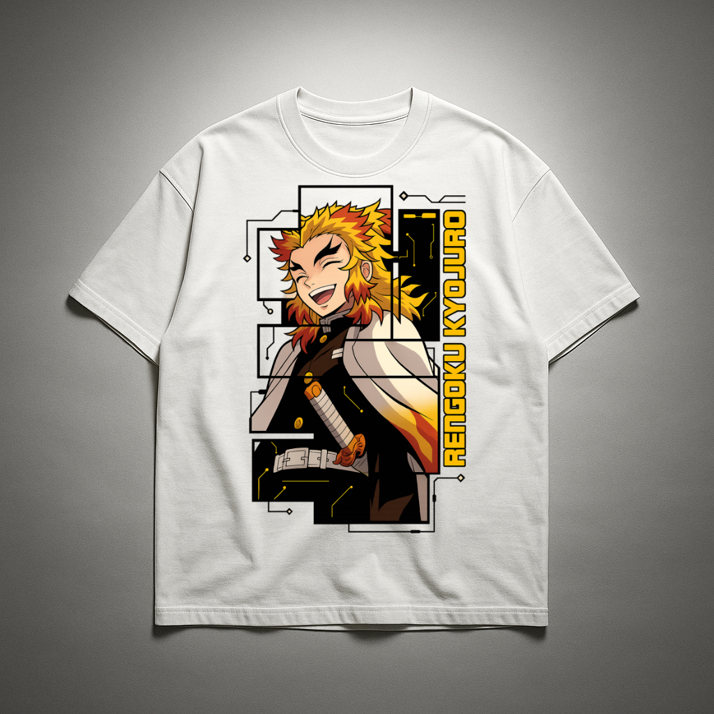 Rengoku Digital Frame Oversized T-shirt | Demon Slayer