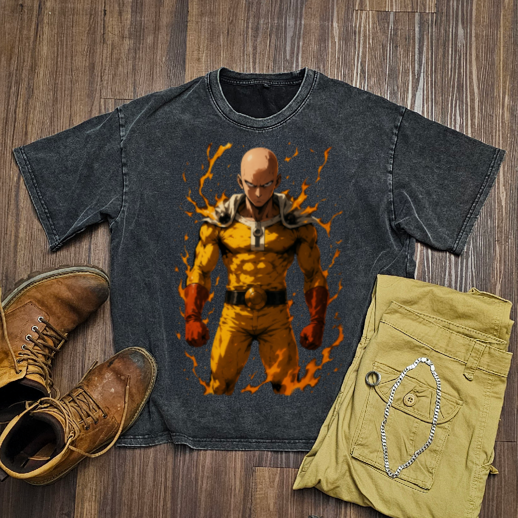 Saitama V1 Washed Tee | One Punch Man