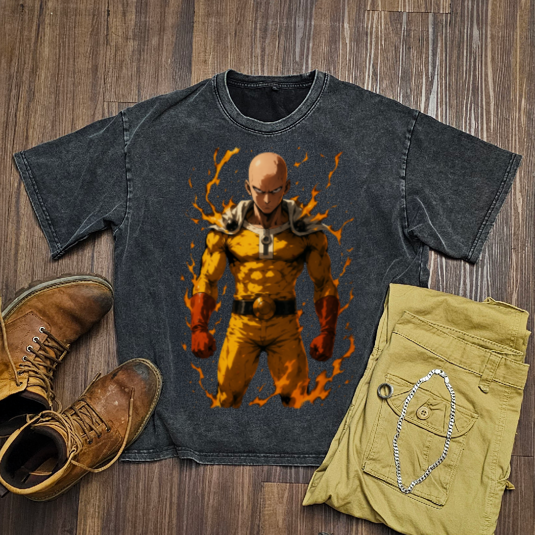 Saitama V1 Washed Tee | One Punch Man