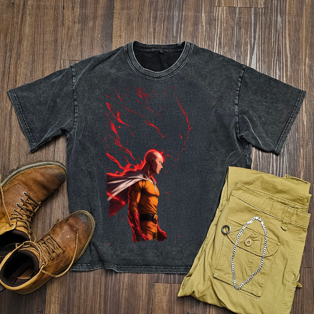 Saitama V4 Washed Tee | One Punch Man