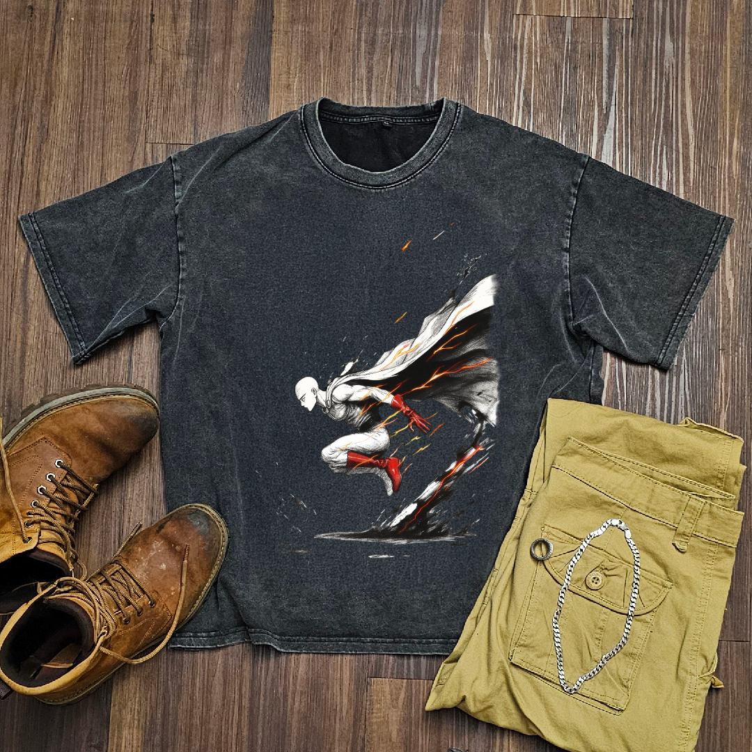 Saitama V5 Washed Tee | One Punch Man