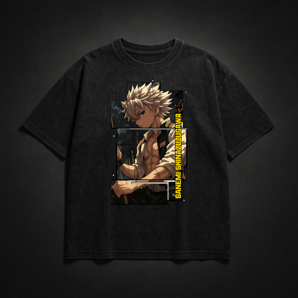 Sanemi Digital Frame Washed Tee | Demon Slayer