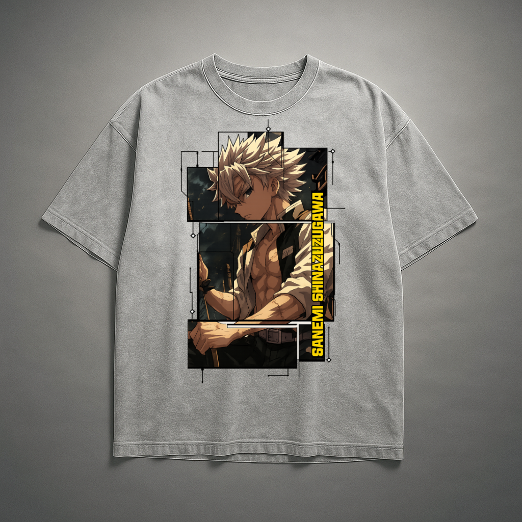 Sanemi Digital Frame Washed Tee | Demon Slayer