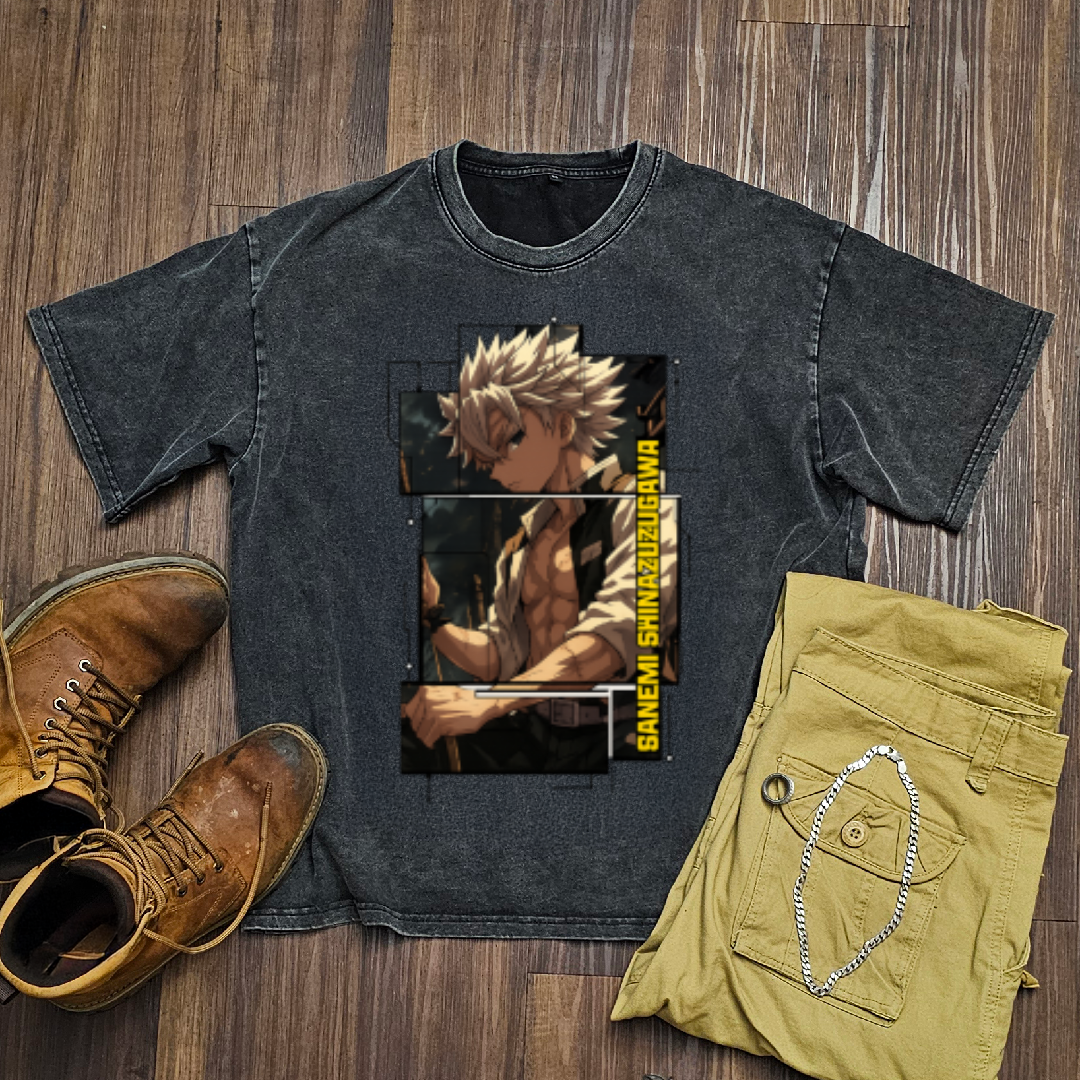 Sanemi Digital Frame Washed Tee | Demon Slayer