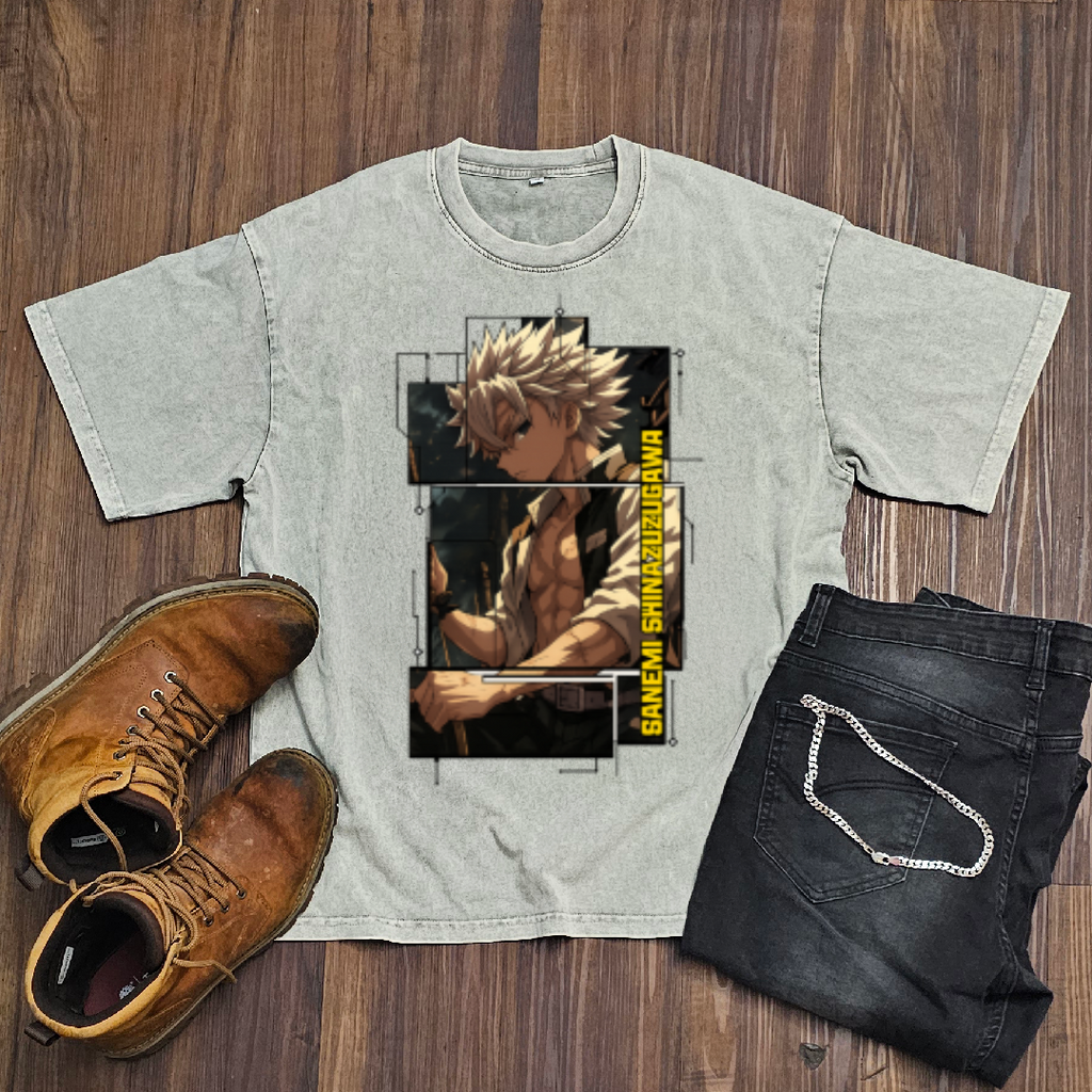 Sanemi Digital Frame Washed Tee | Demon Slayer
