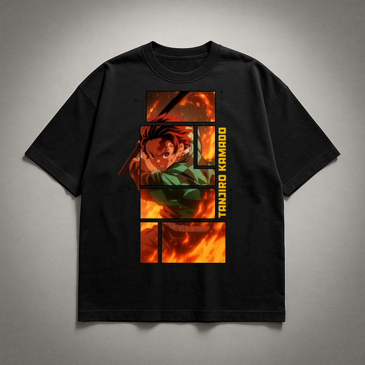 Tanjiro Digital Frame Oversized T-shirt | Demon Slayer