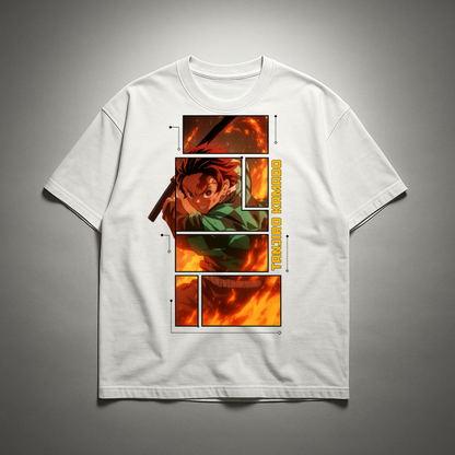 Tanjiro Digital Frame Oversized T-shirt | Demon Slayer