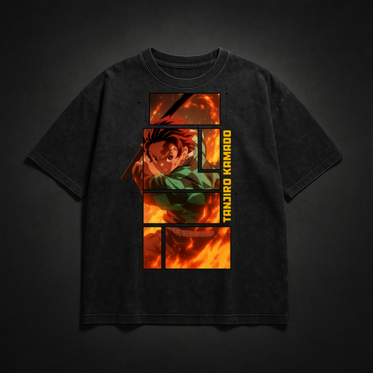 Tanjiro Digital Frame Washed Tee | Demon Slayer