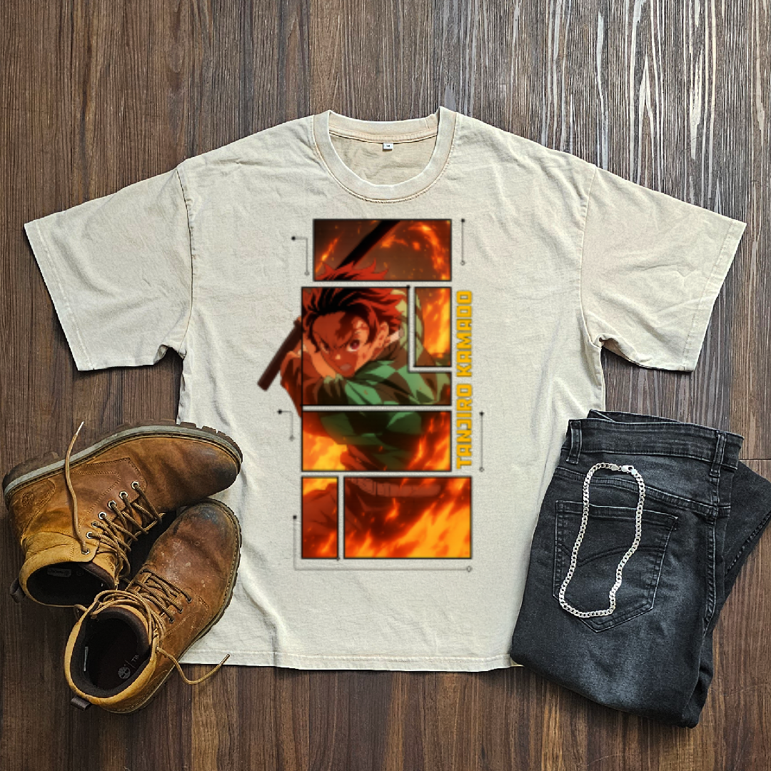 Tanjiro Digital Frame Washed Tee | Demon Slayer