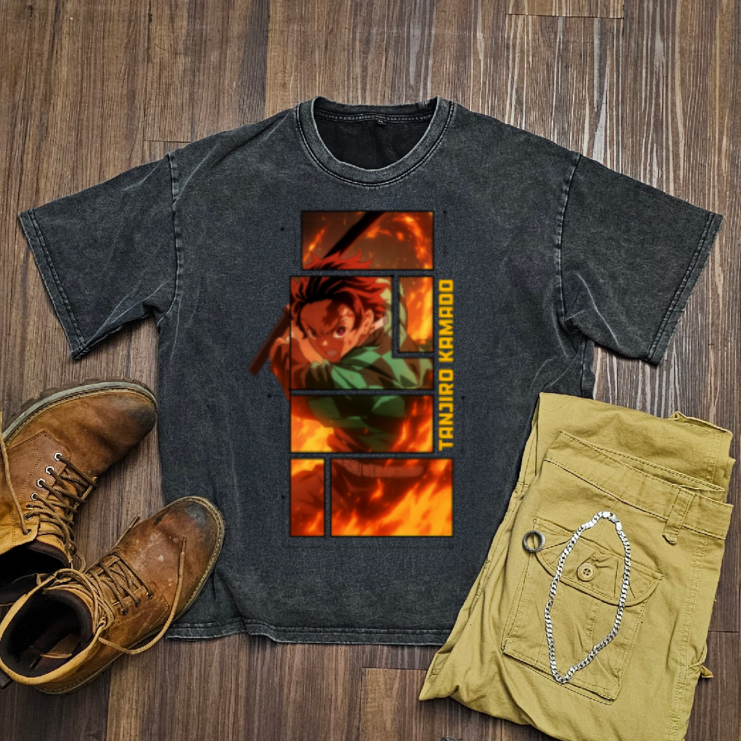 Tanjiro Digital Frame Washed Tee | Demon Slayer