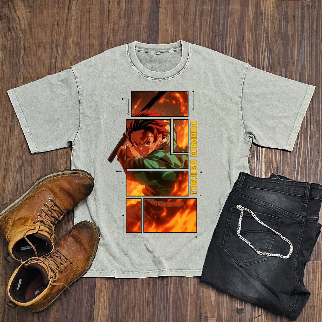 Tanjiro Digital Frame Washed Tee | Demon Slayer