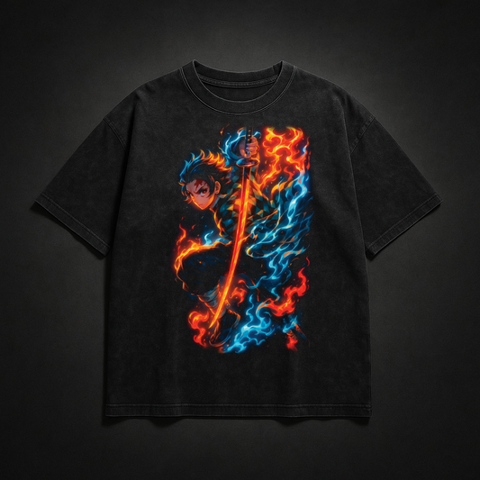 Tanjiro Sun Breathing V1 Washed Tee | Demon Slayer