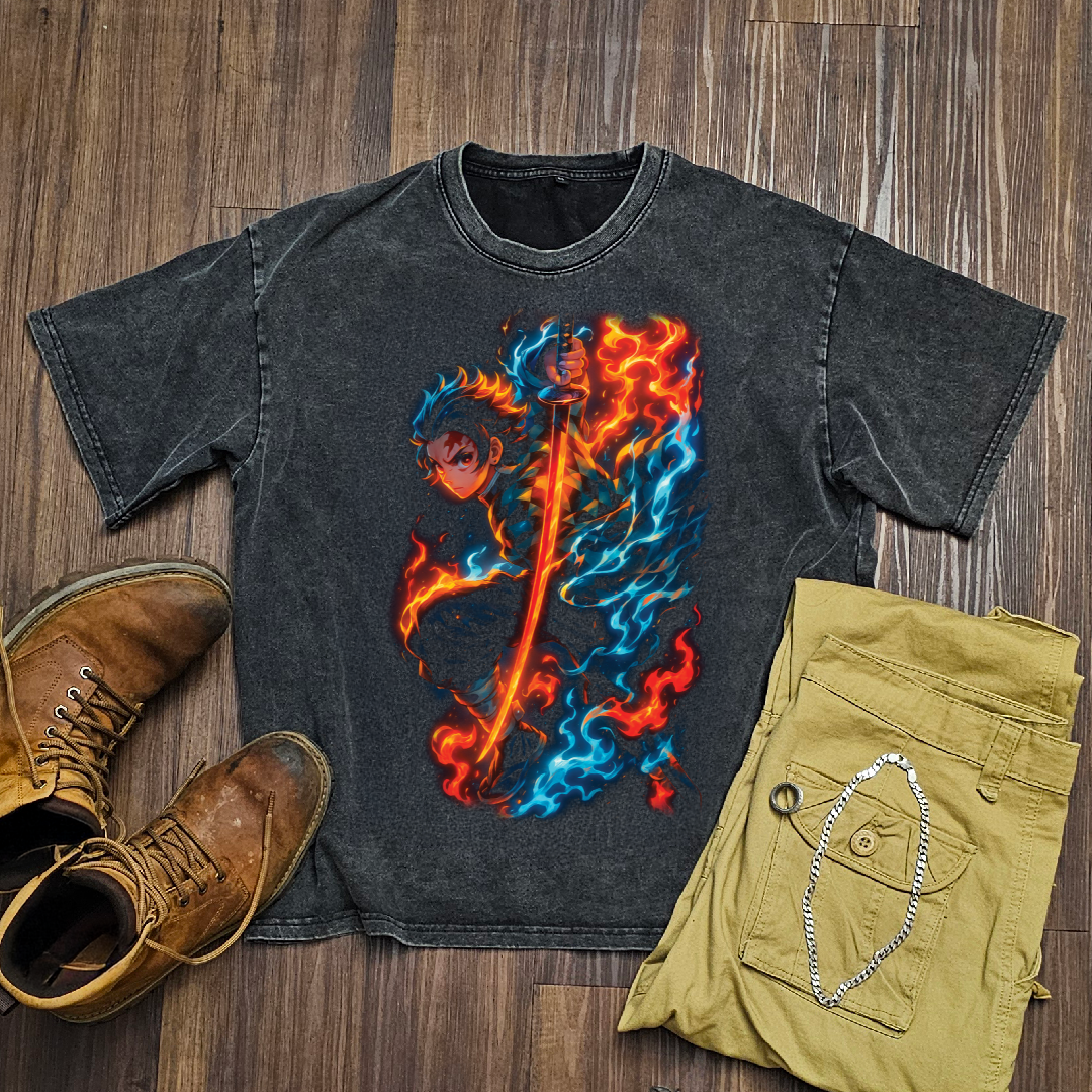 Tanjiro Sun Breathing V1 Washed Tee | Demon Slayer