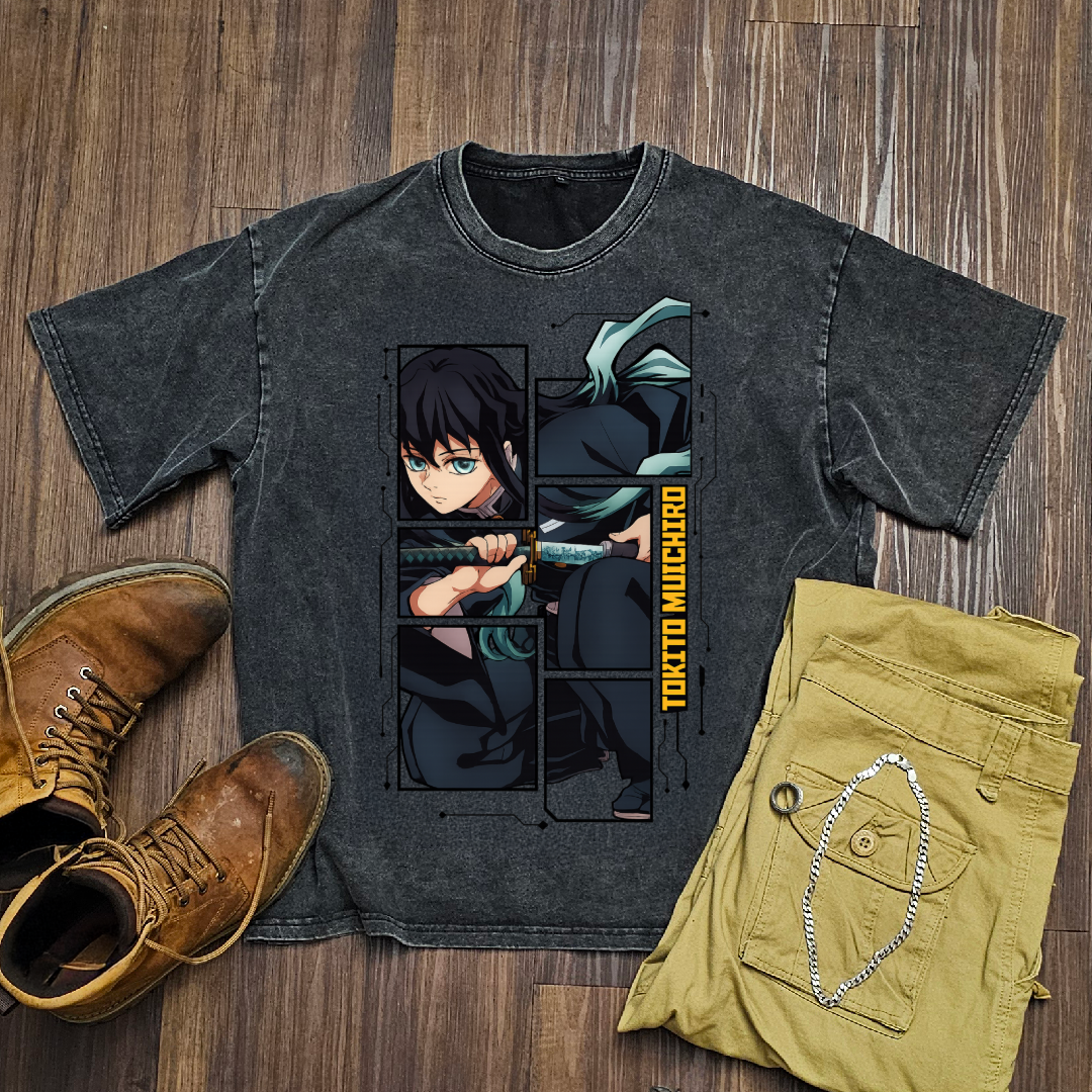 Tokito Digital Frame Washed Tee | Demon Slayer