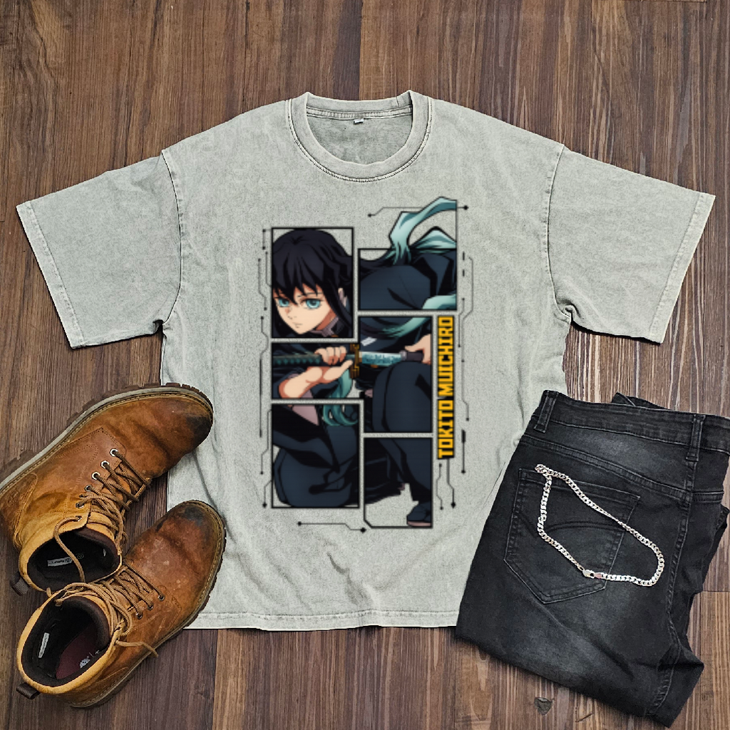 Tokito Digital Frame Washed Tee | Demon Slayer