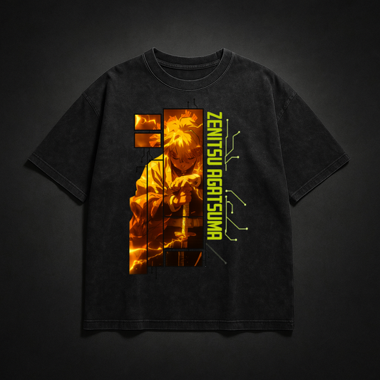 Zenitsu Digital Frame Washed Tee | Demon Slayer