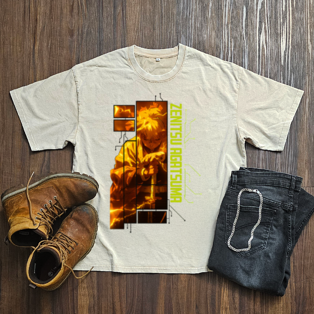 Zenitsu Digital Frame Washed Tee | Demon Slayer