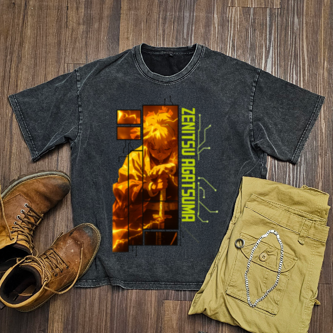 Zenitsu Digital Frame Washed Tee | Demon Slayer