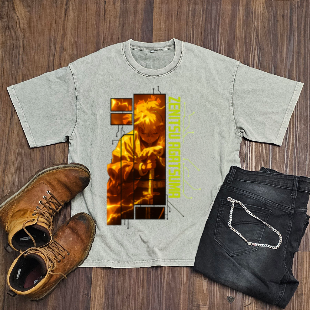 Zenitsu Digital Frame Washed Tee | Demon Slayer
