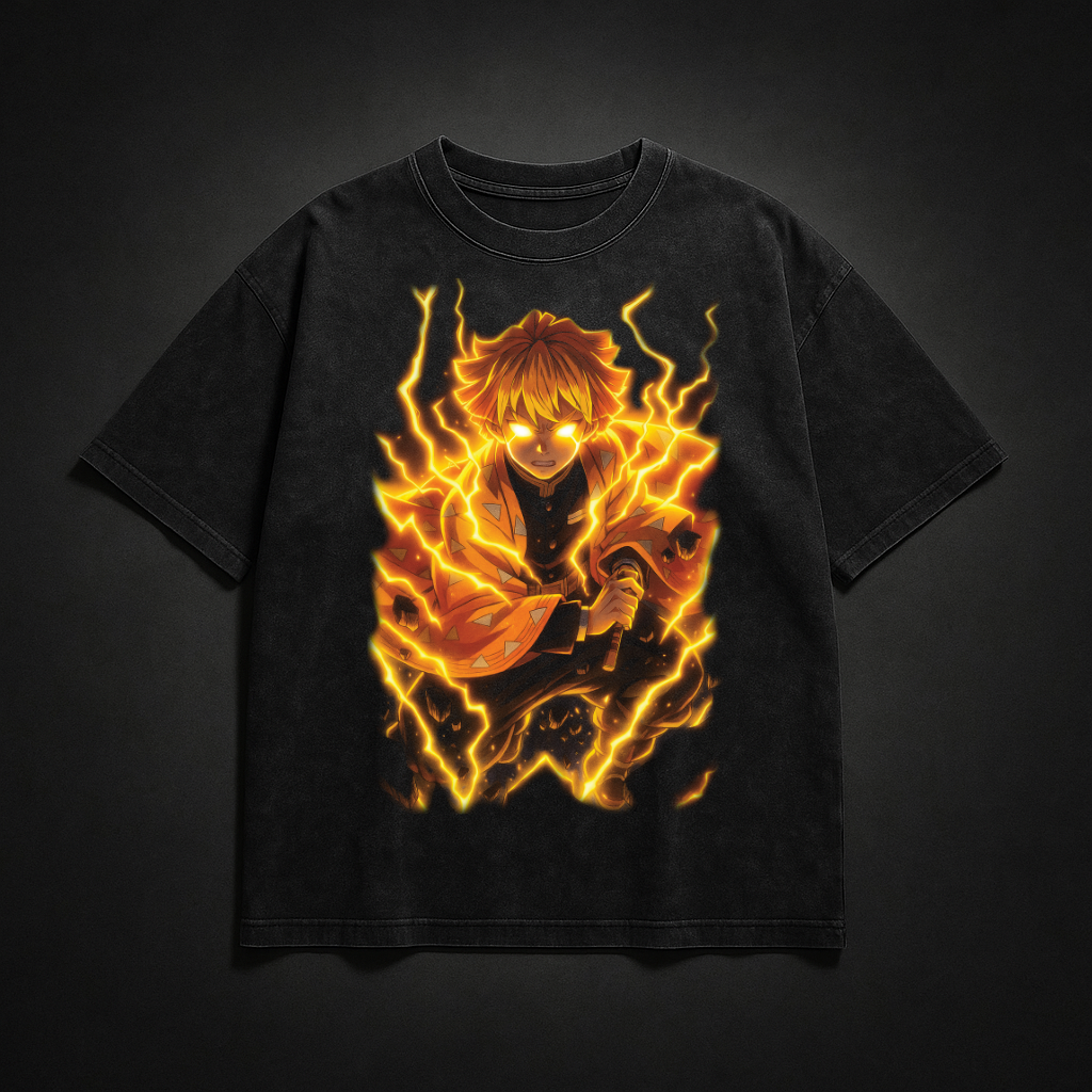 Zenitsu Thunder Breathing V1 Washed Tee | Demon Slayer