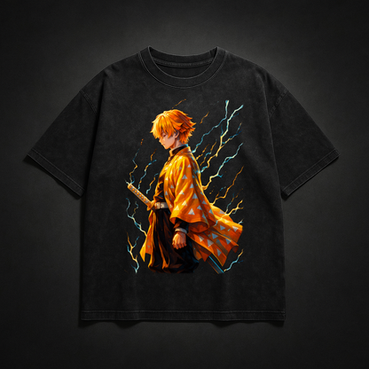 Zenitsu Thunder Breathing V2 Washed Tee | Demon Slayer