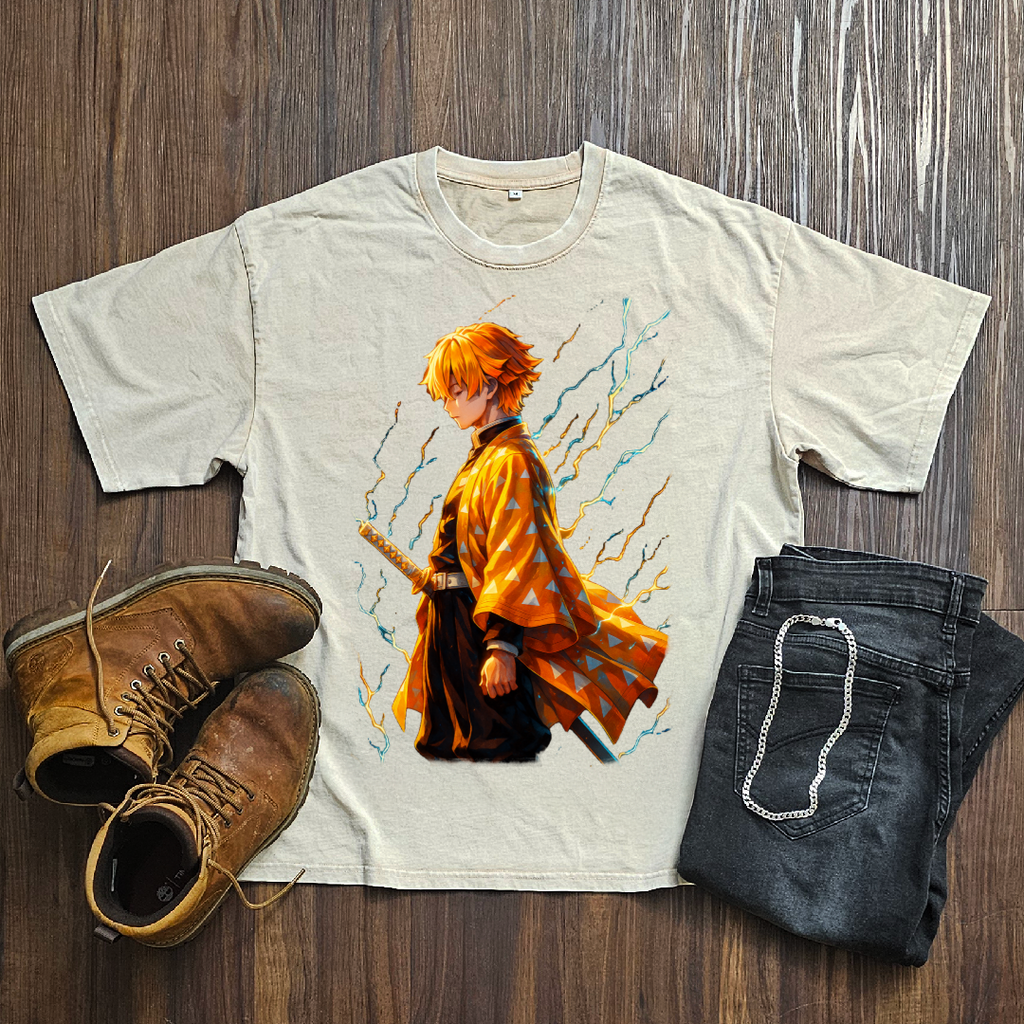 Zenitsu Thunder Breathing V2 Washed Tee | Demon Slayer