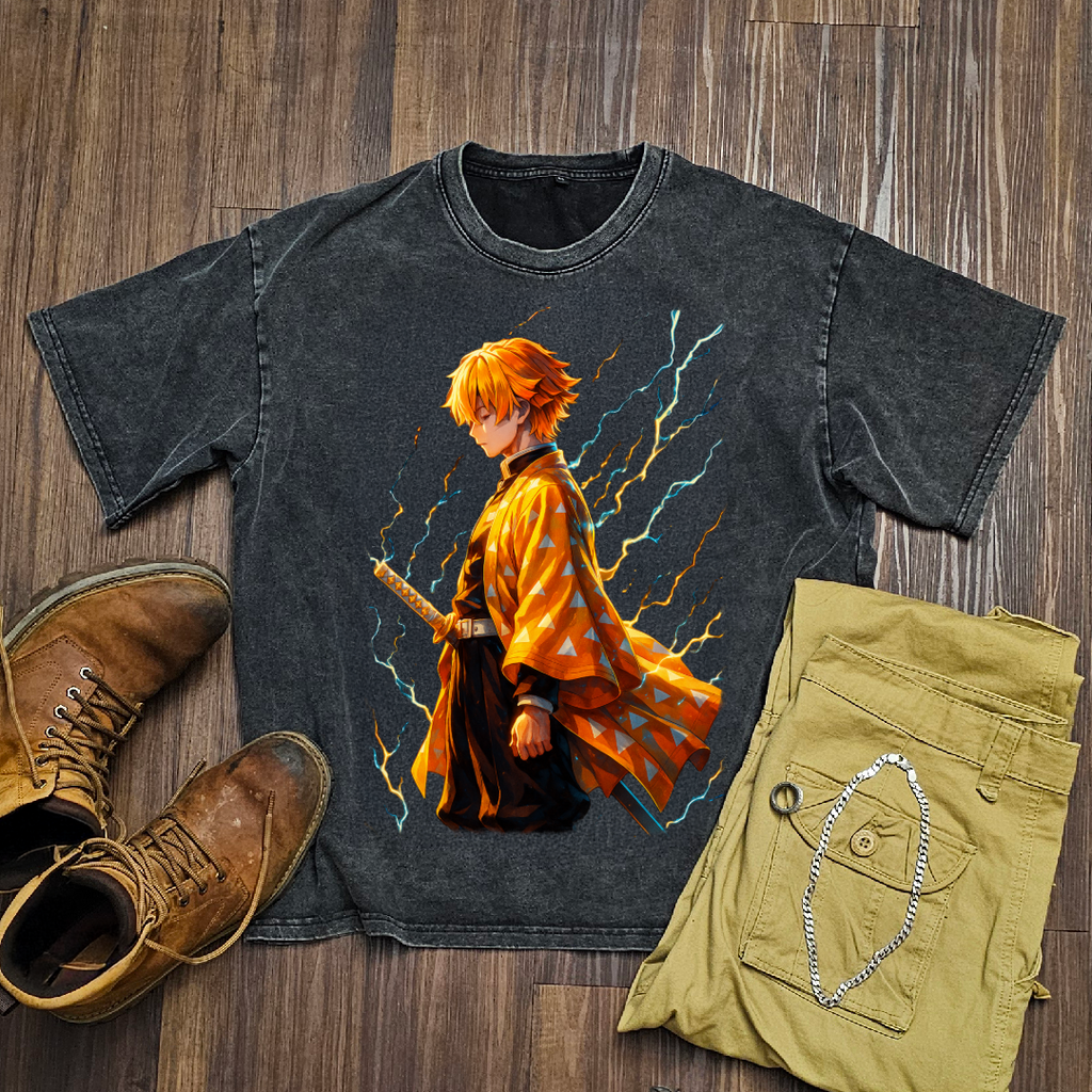 Zenitsu Thunder Breathing V2 Washed Tee | Demon Slayer