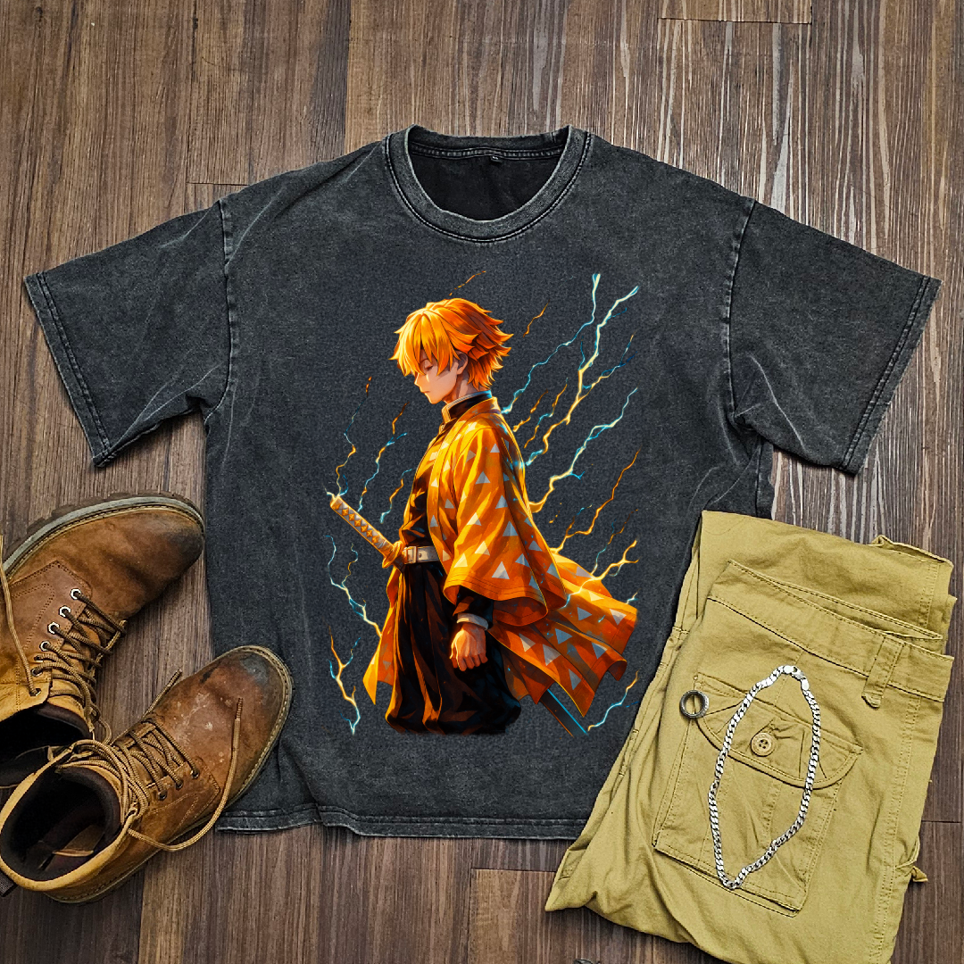 Zenitsu Thunder Breathing V2 Washed Tee | Demon Slayer